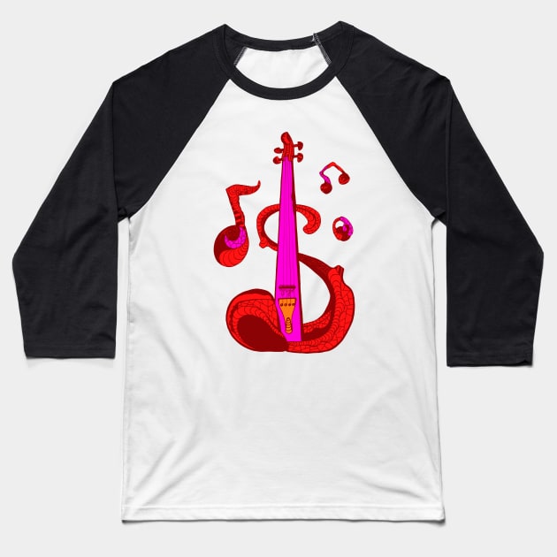 Pink and Red String Violin Baseball T-Shirt by kenallouis